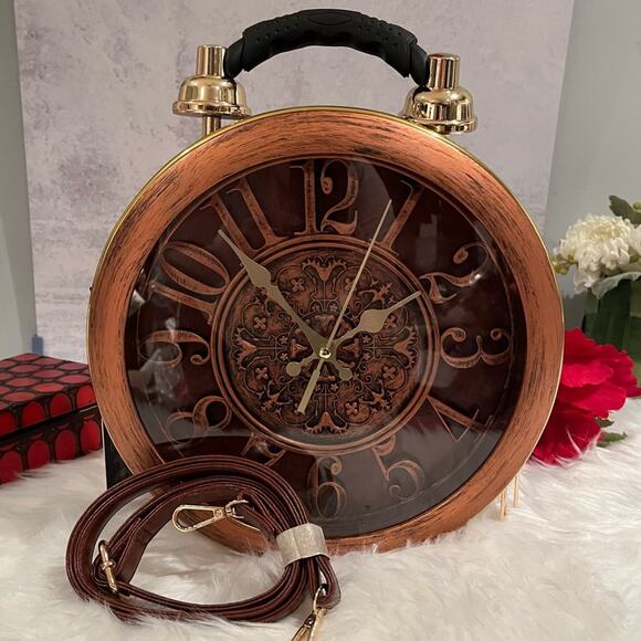 NEW Bronze Steampunk Working Clock Shoulder Bag Satchel Tote Wearable… N… - Picture 2 of 13